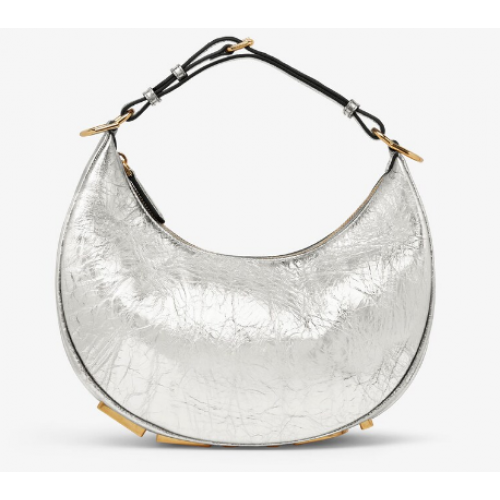 Fendigraphy Small Silver laminated leather bag 8BR798A