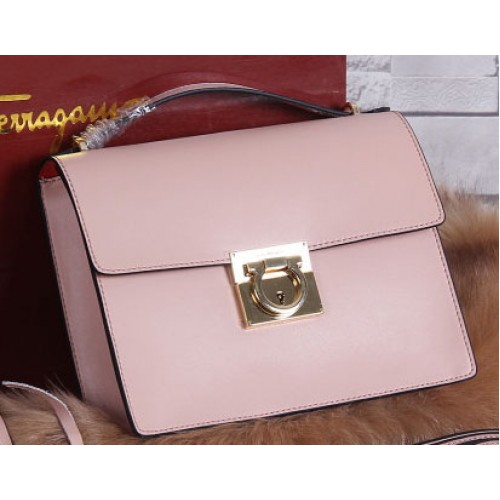 Ferragamo Calfskin Leather Medium Shoulder Bag SF0614 Pink