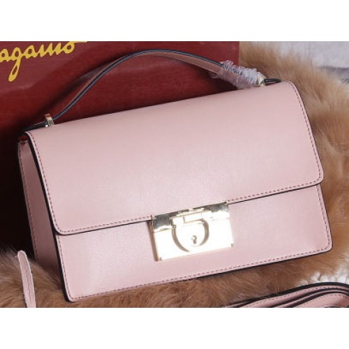 Ferragamo Calfskin Leather Medium Shoulder Bag SF099 Pink