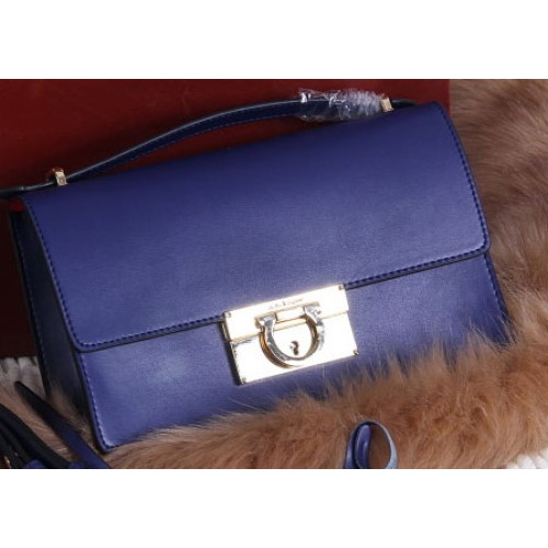 Ferragamo Calfskin Leather Medium Shoulder Bag SF099 Royal