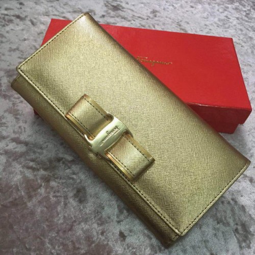 Ferragamo Continental Wallet Calfskin Leather SF30200 Gold
