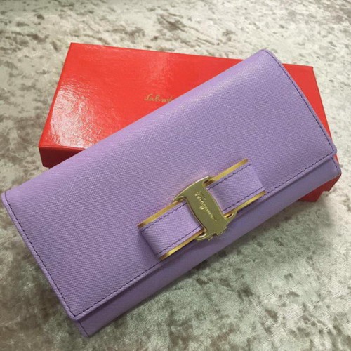 Ferragamo Continental Wallet Calfskin Leather SF30200 Lavender