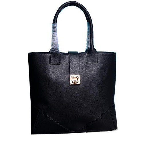 Ferragamo Medium Tote Bag Calfskin Leather 13725 Black