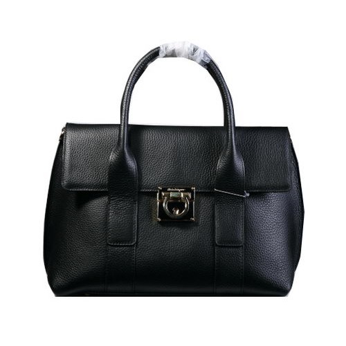 Ferragamo Medium Tote Bag Calfskin Leather 21D941 Black