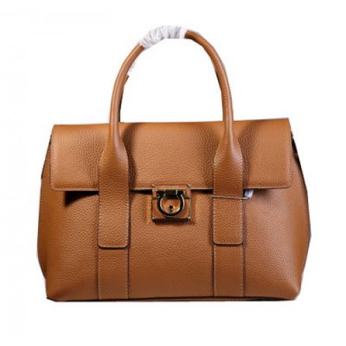 Ferragamo Medium Tote Bag Calfskin Leather 21D941 Wheat