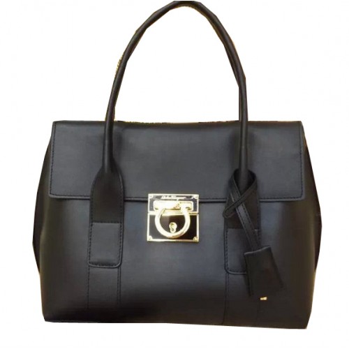 Ferragamo Medium Tote Bag Calfskin Leather SF0611 Black