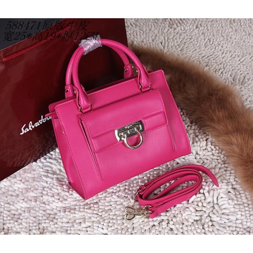 Ferragamo Shoulder Tote Bag Calfskin Leather 588473 Rose