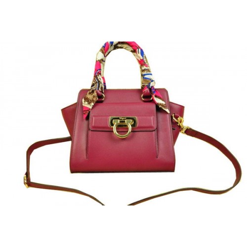 Ferragamo Soft Calfskin Leather Shoulder Tote Bag SF8815 Burgundy
