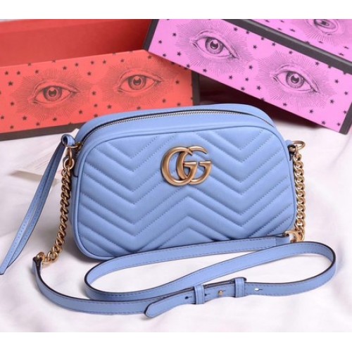 Gucci GG Marmont Small Shoulder Bag 447632 SkyBlue