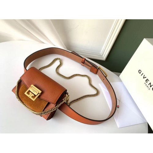 GIVENCHY GV3 leather and suede mini bumbag 1127 brown