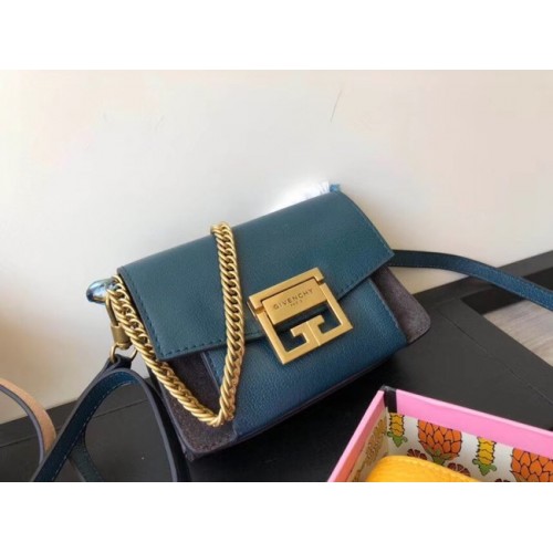 GIVENCHY GV3 leather and suede mini shoulder bag 1116 blue