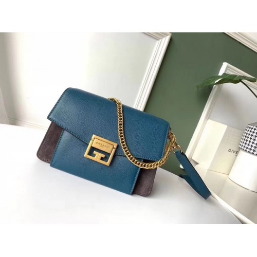 GIVENCHY GV3 leather and suede shoulder bag 9989 blue