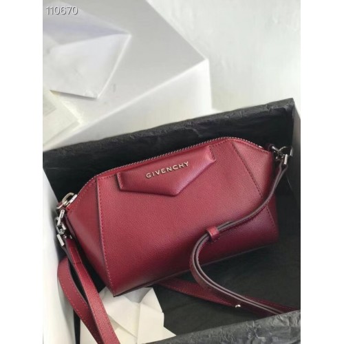 GIVENCHY Original Leather Shoulder Bag 1870 Burgundy