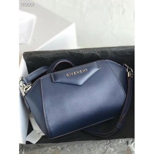 GIVENCHY Original Leather Shoulder Bag 1870 dark blue