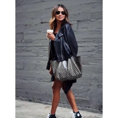 Goyard Calfskin Leather Tote Bag 6783 Black