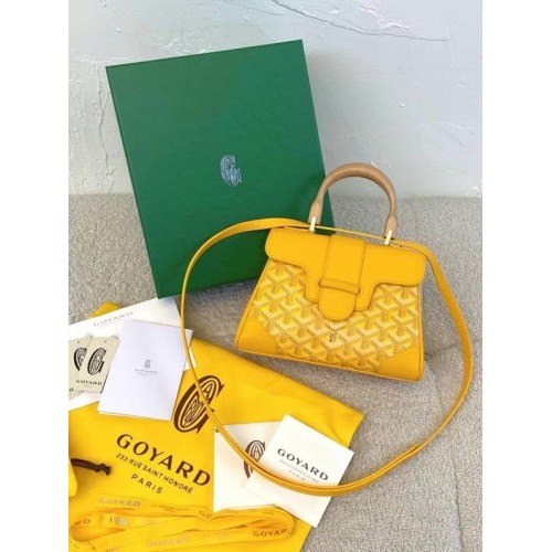 Goyard Calfskin Leather saigon mini Tote Bag 9955 yellow