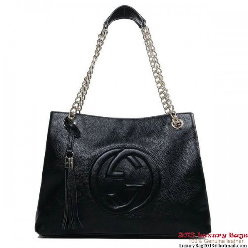 Gucci 308982 A7M0G 1000 Soho Medium Tote Bag Black