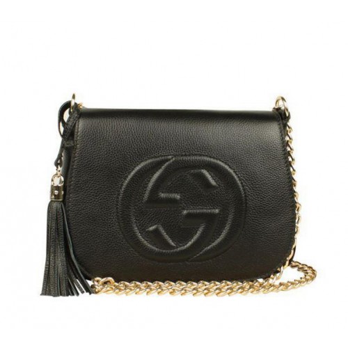 Gucci Broadway Calf Leather Hard Case Clutch 323191 Black