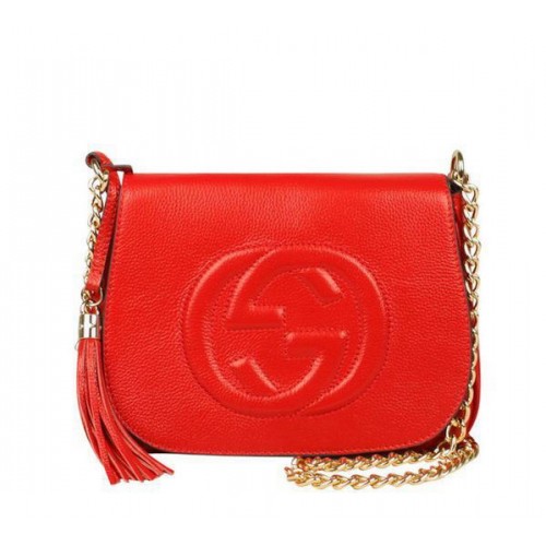 Gucci Broadway Calf Leather Hard Case Clutch 323191 Red