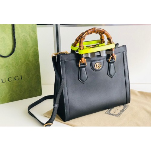 Gucci Diana GG Bamboo Top Handle Original Leather Bag 660195 Black