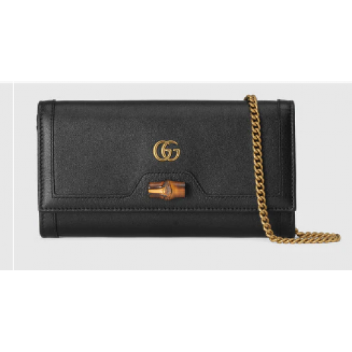 Gucci Diana chain wallet with bamboo 658243 black