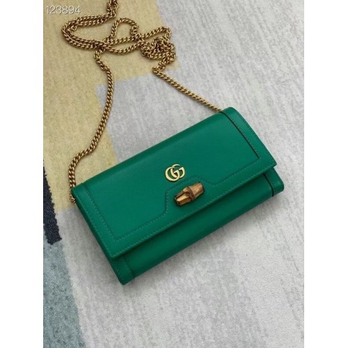 Gucci Diana chain wallet with bamboo 658243 green