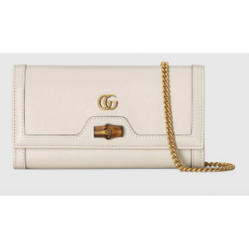 Gucci Diana chain wallet with bamboo 658243 white