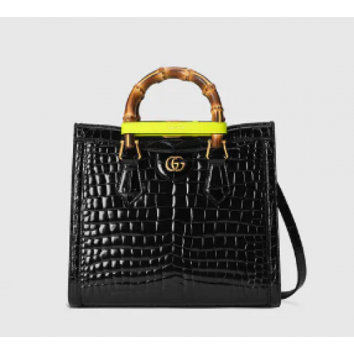 Gucci Diana small crocodile tote bag 660195 Black