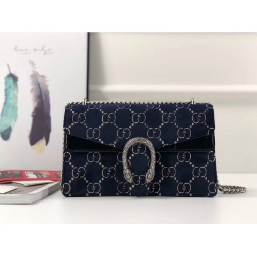 Gucci Dionysus GG velvet small shoulder bag 400249 blue