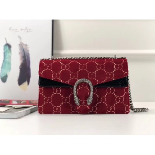 Gucci Dionysus GG velvet small shoulder bag 400249 red