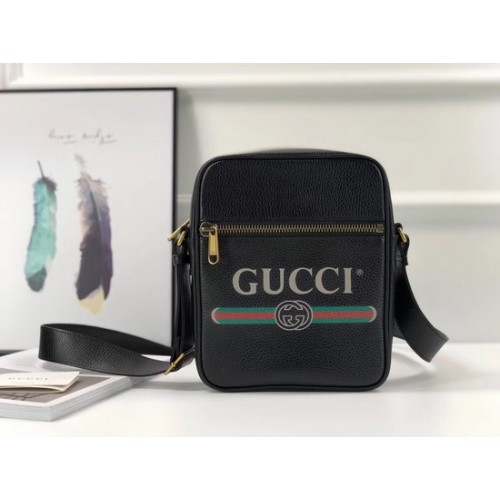 Gucci GG Calfskin Leather Messenger Bags 523691 black