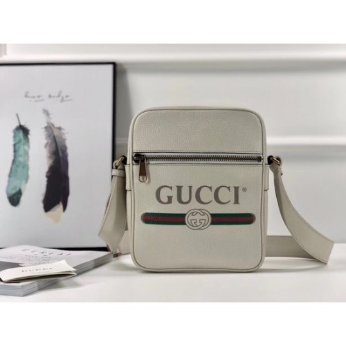 Gucci GG Calfskin Leather Messenger Bags 523691 white