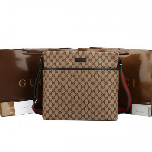 Gucci GG Canvas Medium Messenger Bag 189751 Brown