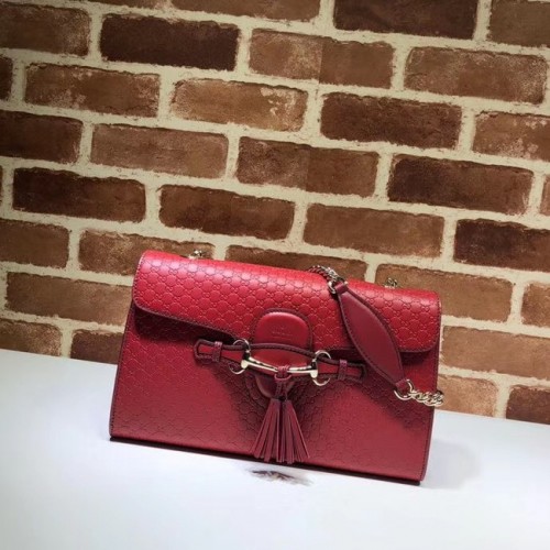 Gucci GG Leather Shoulder Bag 449635 red