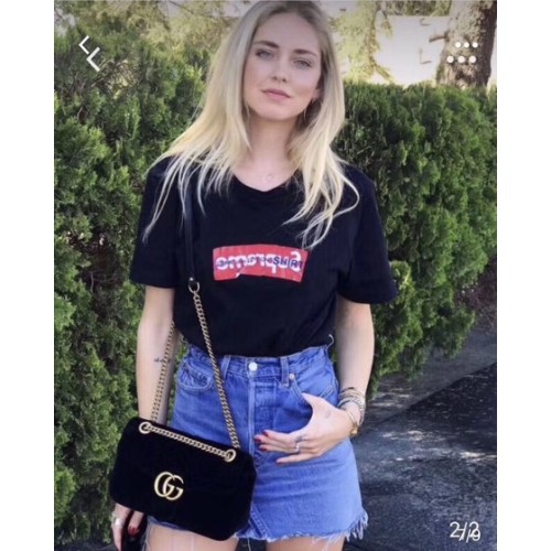 Gucci GG Marmont Chevron Velvet Shoulder Bag 443497 Black