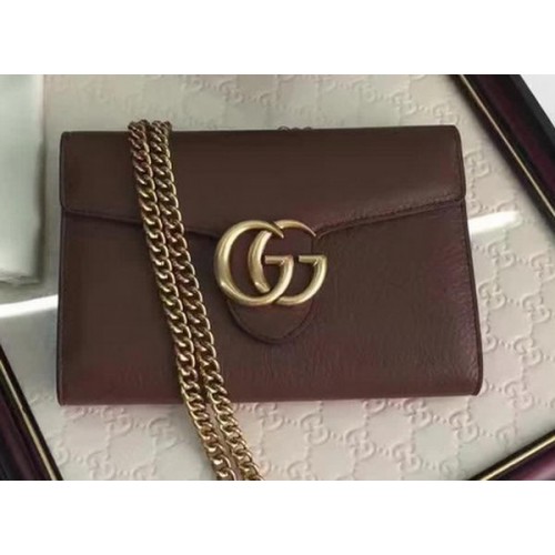 Gucci GG Marmont Leather mini Chain Bag 401232 Brown