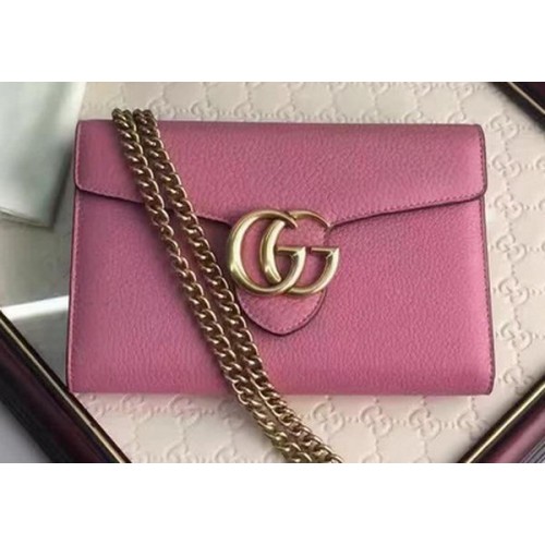 Gucci GG Marmont Leather mini Chain Bag 401232 Pink