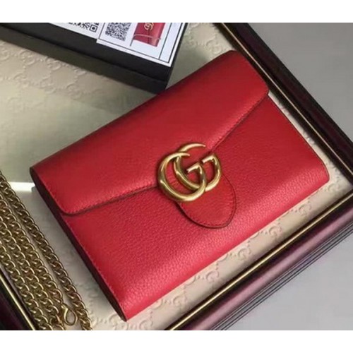Gucci GG Marmont Leather mini Chain Bag 401232 Red