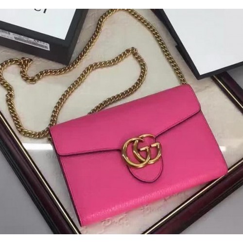 Gucci GG Marmont Leather mini Chain Bag 401232 Rose