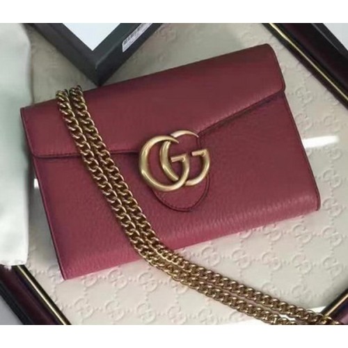 Gucci GG Marmont Leather mini Chain Bag 401232 Wine