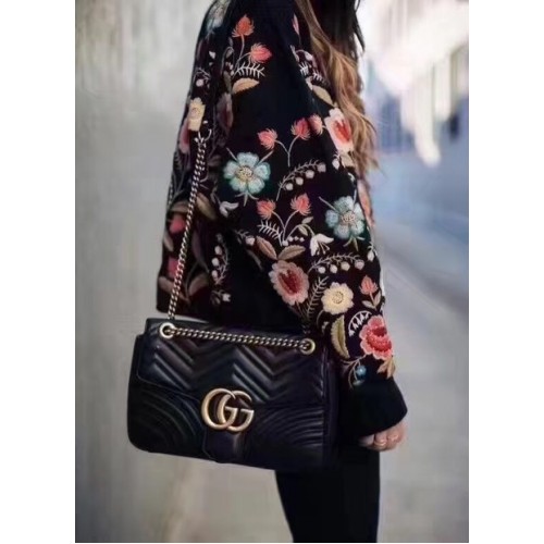 Gucci GG Marmont Matelasse Shoulder Bag 443496 Black