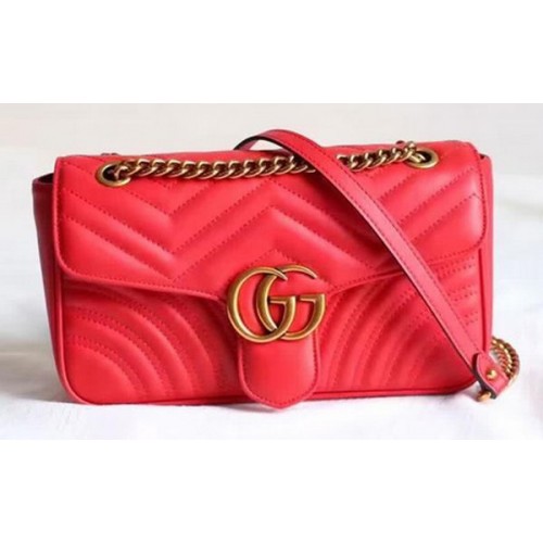 Gucci GG Marmont Matelasse Shoulder Bag 443497 Red