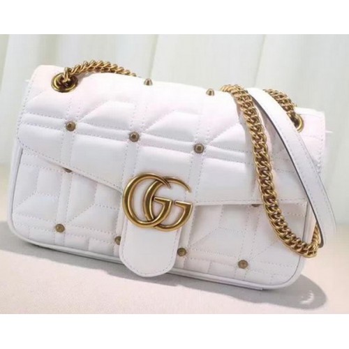 Gucci GG Marmont Matelasse Shoulder Bag 443497 White
