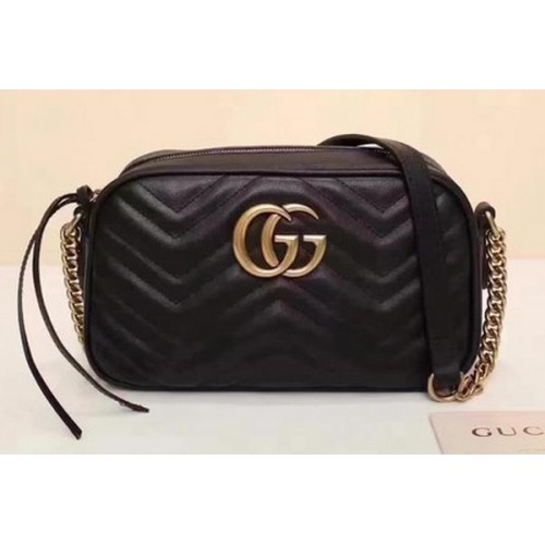 Gucci GG Marmont Matelasse Shoulder Bag 447632 Black