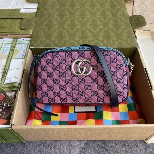 Gucci GG Marmont Multicolor small shoulder bag 447632 Green&yellow&redpowder