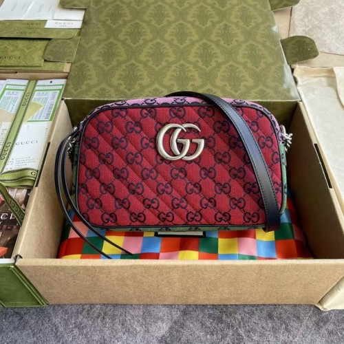 Gucci GG Marmont Multicolor small shoulder bag 447632 red&yellow&greenpowder