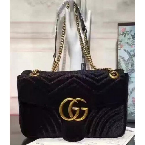 Gucci GG Marmont Velvet Shoulder Bag 443497 Black