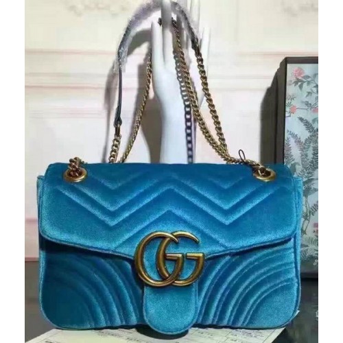 Gucci GG Marmont Velvet Shoulder Bag 443497 Blue