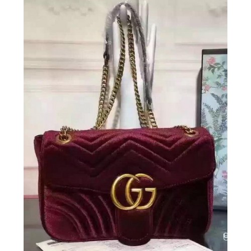 Gucci GG Marmont Velvet Shoulder Bag 443497 Purple