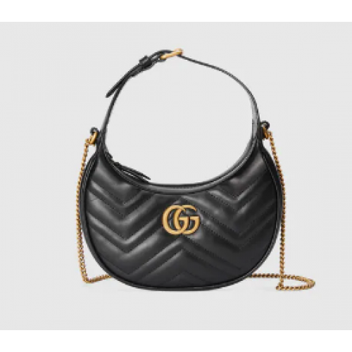 Gucci GG Marmont half-moon-shaped mini bag 699514 black